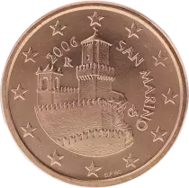 San Marino Lot 1, 2 and 5 euro cents 2006