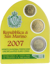 San Marino Miniset 3 pieces 2007 - FDC in blister pack