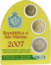 San Marino Miniset 3 pieces 2007 - FDC in blister pack