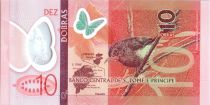 Sao Tomé-et-Principe 10 Dobras Papillons - Oiseau - Polymer 2016 (2017)