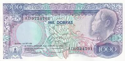 Sao Tom�-et-Principe 1000 dobras - Roi Amador, fleur - Paysans - 1989 - S�rie AD