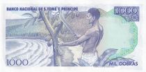 Sao Tomé-et-Principe 1000 dobras - Roi Amador, fleur - Paysans - 1989 - Série AD
