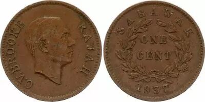 Sarawak 1 Cent Charles V Brooke  - 1937 H