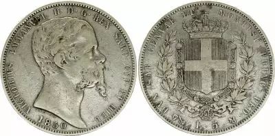 Sardaigne 5 Lire, Victor Emmanuel II - Armoiries - 1850  PB