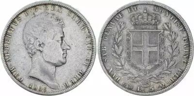 Sardaigne 5 Lire Charles-Albert - Armoiries - 1836 P