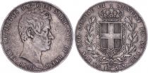 Sardaigne 5 Lire Charles-Albert - Armoiries - 1849 P Ancre