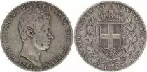 Sardaigne 5 Lire Charles-Albert - Armoiries - 1849 P Gênes - Argent - KM.130