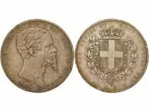 Sardaigne Victor Emmanuel II - 5 Lire Argent - 1851 B Turin