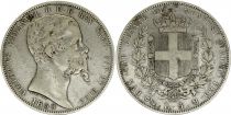 Sardinia 5 Lire, Victor Emmanuel II - Arms - 1850  PB