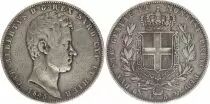 Sardinia 5 Lire Charles-Albert - 1845 P Gênes - Silver - KM.130