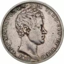 Sardinia 5 Lire Charles-Albert - Arms - 1836 P