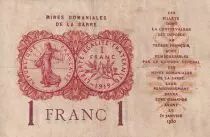 Sarre 1 Franc - Mines Domaniales de la Sarre - Type 1920 - Série F - VF.51.06