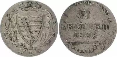 Saxe-Cobourg-Saalfeld 6 Kreuzer Armoiries - 1805 L