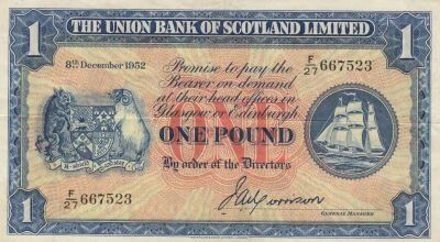 Schottland 1 Pound - Coat of Arms - Shipyard Scenes - 8-12-1952 - Series F/27