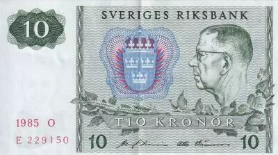 Schweden 10 Kronor - King Gustaf VI - 1985 - Serial O - P.52d