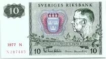 Schweden 10 Kronor  Carl XVI Gustaf - 1977 - D - UNC - P.52d