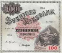Schweden 100 Kronor - Svea - Gustav Vasa - 1960 - Serial X - P.48b