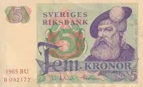 Schweden 5 Kronor - Gustav Vasa - 1965 - Serial BU - P.51a