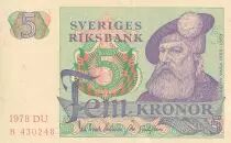 Schweden 5 Kronor - Gustav Vasa - 1978 - Serial DU - P.51d