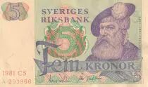 Schweden 5 Kronor - Gustav Vasa - 1981 - Serial CS - P.51d