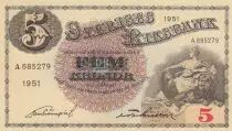 Schweden 5 Kronor Svea - Gustav Vasa - 1951 - A.685279