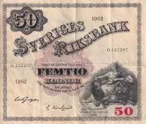 Schweden 50 Kronor - Svea - Gustav Vasa - 1962 - Serial O - P.47d