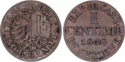 Schweiz 1 Centime, Canton de Gen�ve - 1840