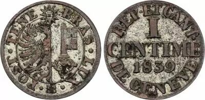 Schweiz 1 Centime, Canton de Gen�ve - 1840