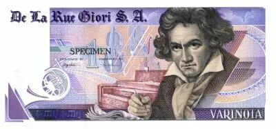 Schweiz 1 Varinota, Test Note - De la Rue Giori - Beethoven - No Serial