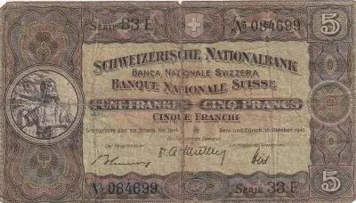 Schweiz 5 Francs William Tell - 16-10-1947 - Serial 33 E