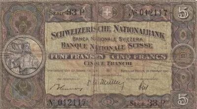 Schweiz 5 Francs William Tell - 16-10-1947 - Serial 33 P