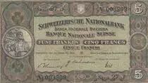 Schweiz 5 Francs William Tell - 16-11-1944 Serial 27 J  - VF - P.11k