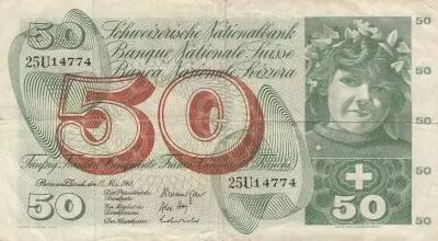 Schweiz 50 Francs - Apple Harvesting Scene - 15-05-1968 - Serial 25U