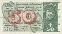 Schweiz 50 Francs Young girl - Harvesting apple - 1955 - P.47a - Serial 2G