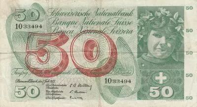 Schweiz 50 Francs Young girl - Harvesting apple - 1955 - P.47a