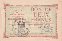 Seine-Maritime Bon de 2 Francs - Ville de Bolbec - Caisse Communale de Change - 1915