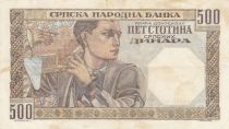 Serbie 500 Dinara - Femme - Maçon - 1941 - Série J.0347