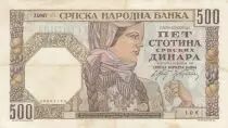 Serbien 500 Dinara - Woman - Worker - 1941 - Serial J.0347