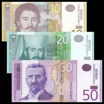 Serbien Set of 3 banknotes 10 to 50 Dinara - UNC