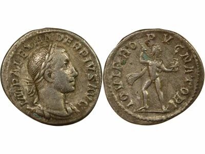 Severus Alexander - Denarius, Standing Jupiter - 231 Rome