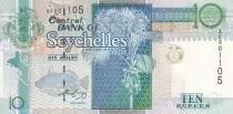 Seychellen 10 Rupees - Turtles - Flowers - 1989 - UNC - P.32