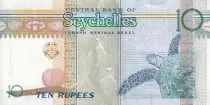 Seychellen 10 Rupees - Turtles - Flowers - 1989 - UNC - P.32