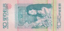 Seychelles 10 Rupees  - Booby bird, girl picking flowers - ND (1979) - Serial A - P.23