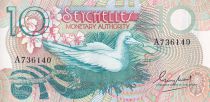 Seychelles 10 Rupees - Oiseau - Jeune fille cueillant des fleurs - ND (1979) - Série A - P.23