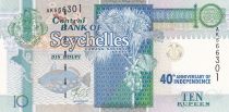 Seychelles 10 Rupees - Tortues - Fleurs - 40ème anniversaire de l\'indépendance - 2013 - Série AK - P.52