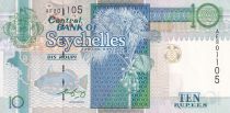 Seychelles 10 Rupees - Turtles - Flowers - 1989 - UNC - P.32