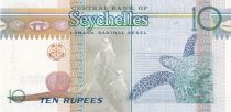 Seychelles 10 Rupees - Turtles - Flowers - 40th anniversary of the independence - 2013 - Serial AK - P.52