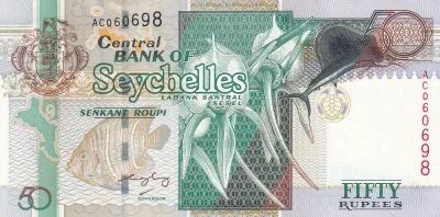 Seychelles 50 Rupees - Orchid and Fish - Cuvier\'s Crake - 2004 - AC Series
