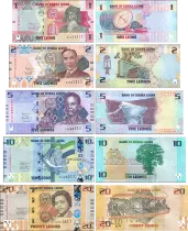 Sierra Leona Set of 5 banknotes of Sierra Leone - 1,2,5,10,20 Leones - 2022