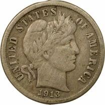 Silver Dime, Barber - 1913 Philadelphia
